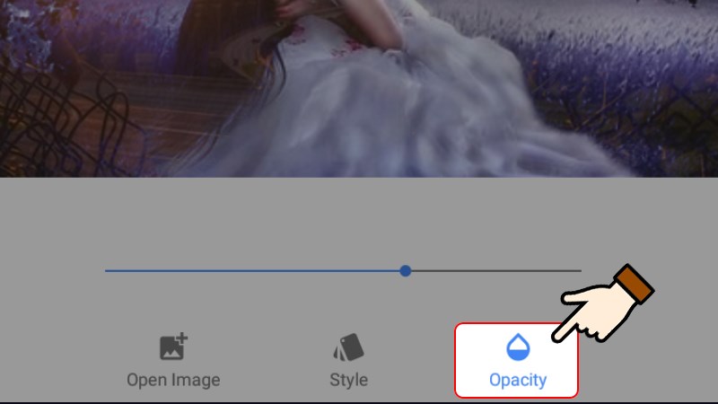 Nhấn chọn Opacity để căn chỉnh độ mờ ảnh