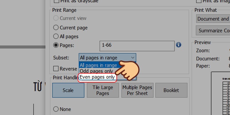 Chọn Even pages only