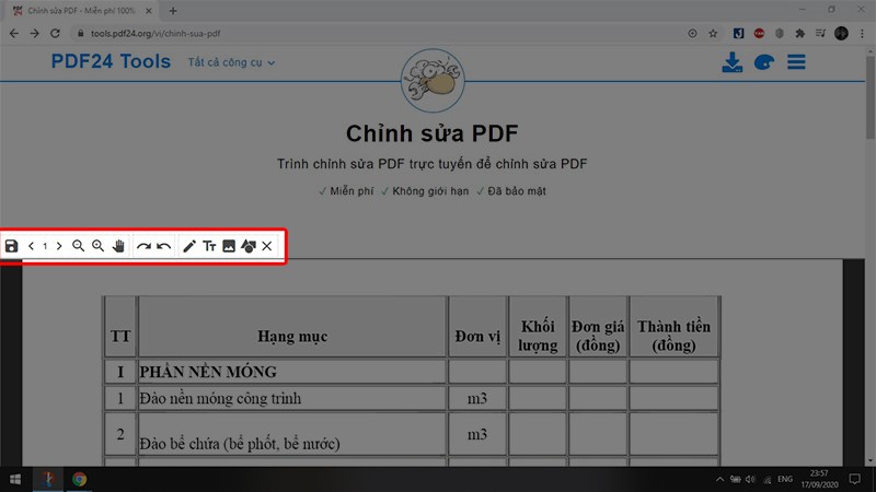 Chỉnh sửa file PDF với các công cụ: thêm chữ, thêm ảnh, thêm hình dạng...