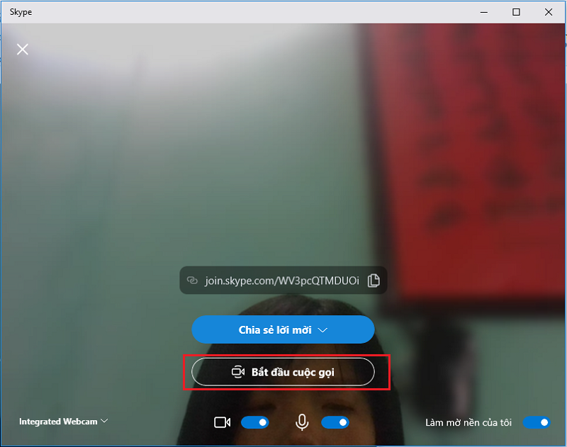 Bấm Bắt đầu cuộc gọi
