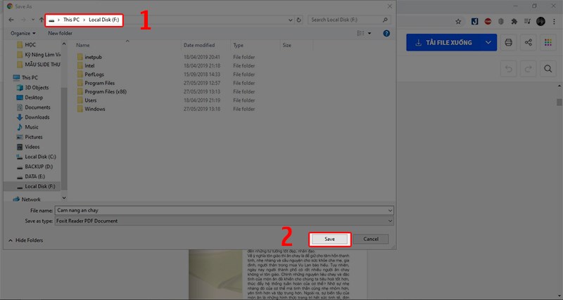 Chọn Folder bạn muốn lưu file PDF đã chỉnh sửa và bấm Save.
