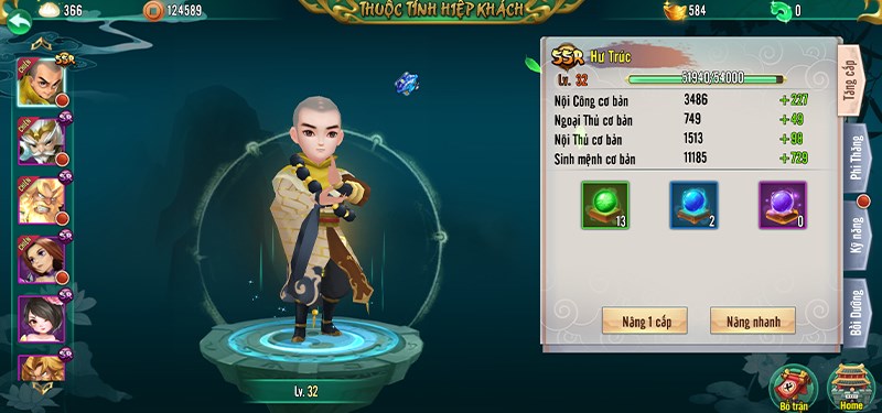 Giao diện tăng cấp nh&acirc;n vật 