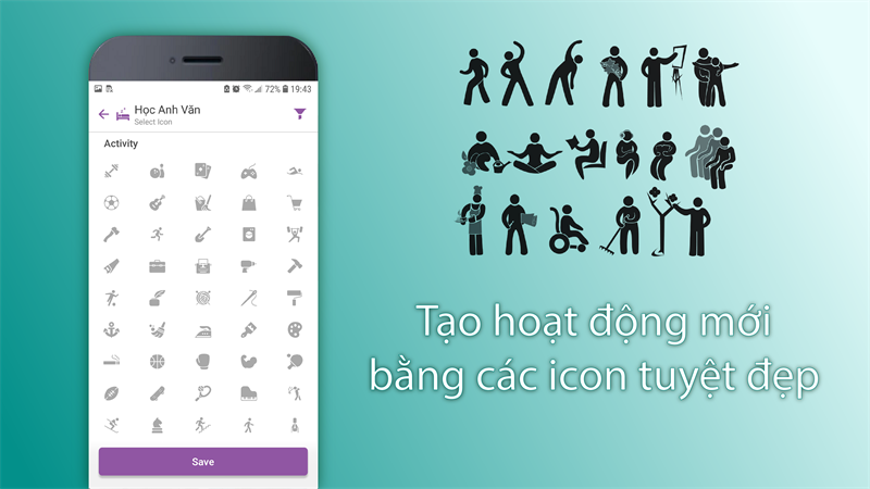 Tạo các hoạt động mới với các biểu tượng đẹp