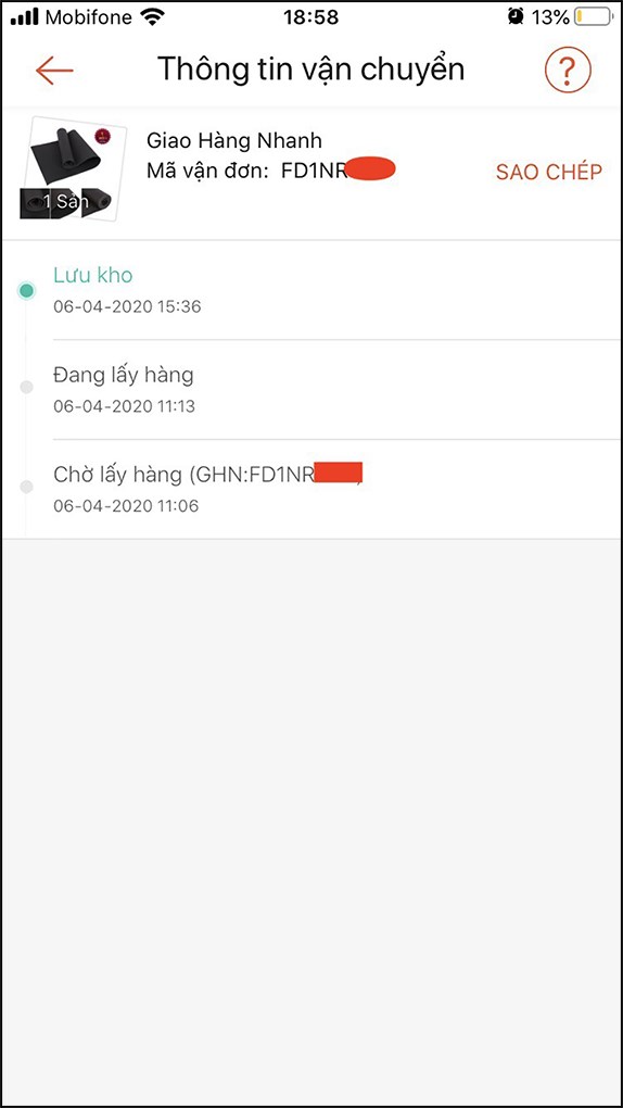 Thông tin vận chuyển shopee