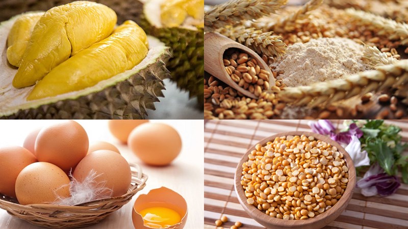 Nguyên liệu món ăn uống bánh trung thu đỗ xanh trứng muối sầu riêng bằng nồi cơm trắng điện