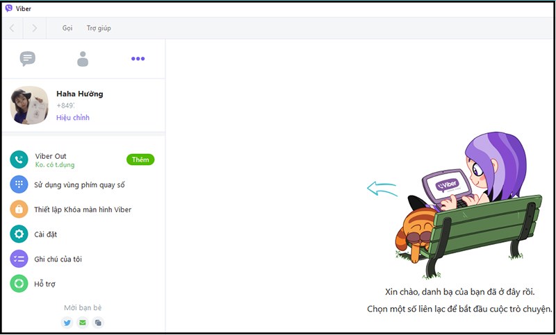 Viber trên máy tính đã được kích hoạt