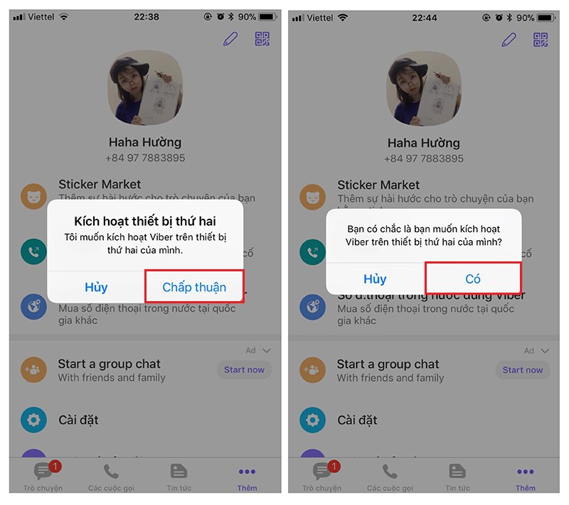 Chọn Chấp nhận > Chọn C&oacute;&nbsp;