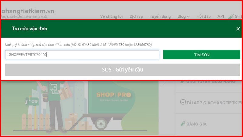 Vị tr&iacute; đơn h&agrave;ng Shopee tr&ecirc;n Giao h&agrave;ng tiết kiệm