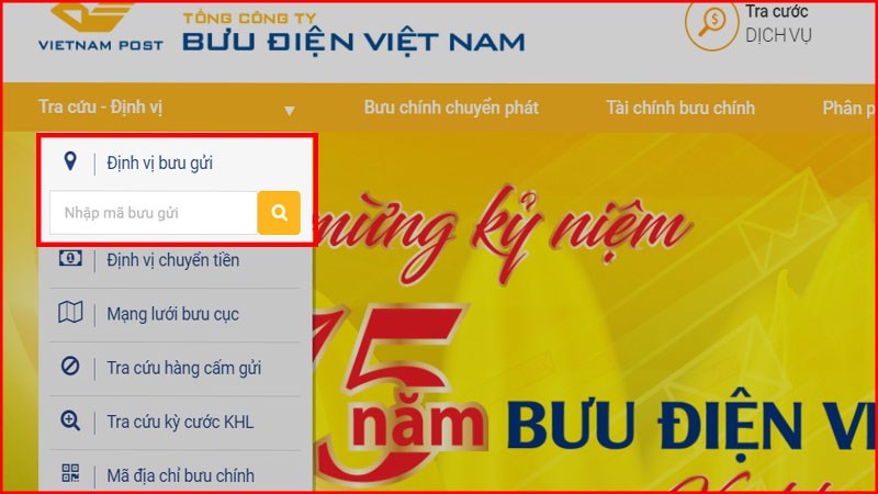 Vị tr&iacute; đơn h&agrave;ng Shopee tr&ecirc;n VNPost