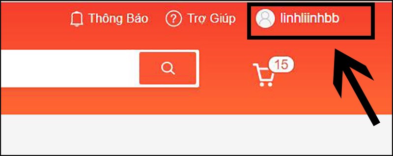 Chọn vào Tên tài khoản của bạn ở góc phải trên cùng của giao diện website