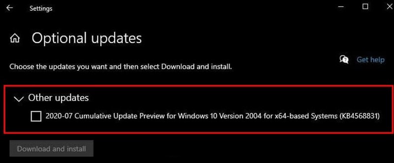 chọn "Download and install"