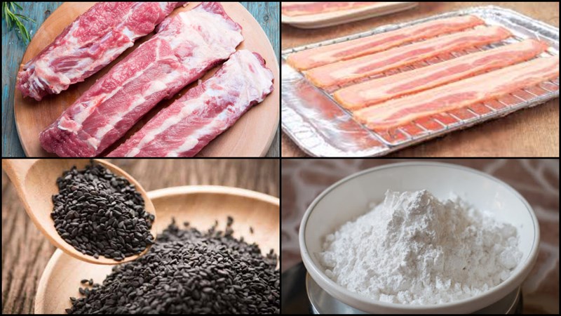 Nguyên liệu món ăn sườn cuộn phô mai và sườn cuộn bacon