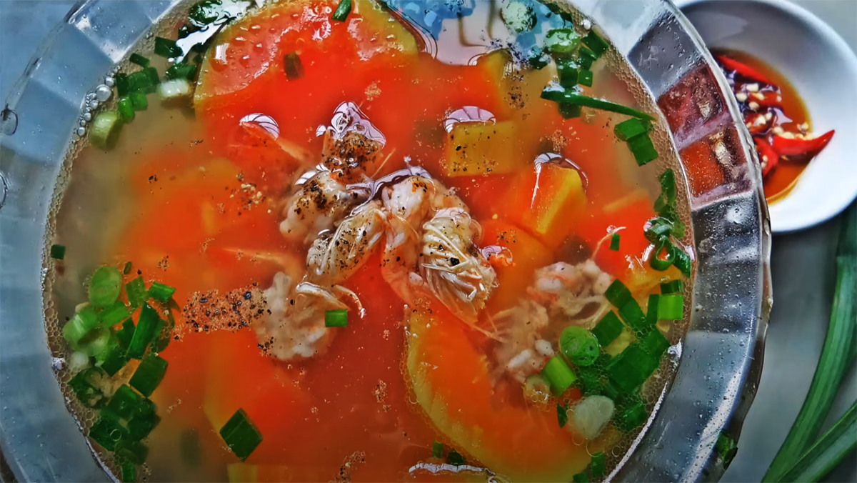 Canh đu đủ nấu tôm