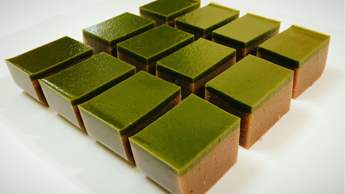 Rau câu matcha đậu đỏ