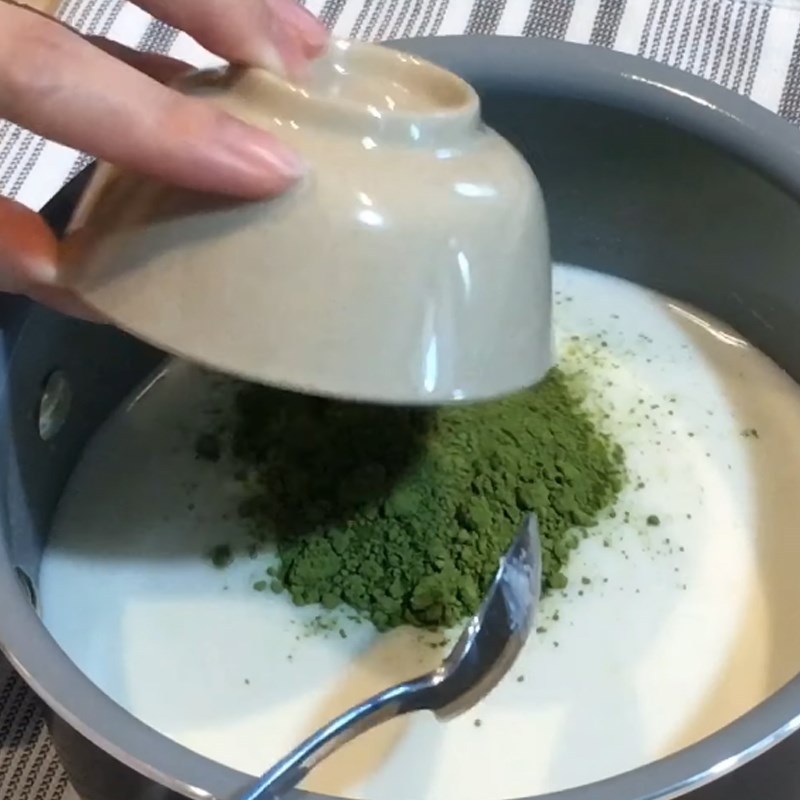 Bước 3 Làm lớp rau câu thứ ba Rau câu matcha sữa dừa