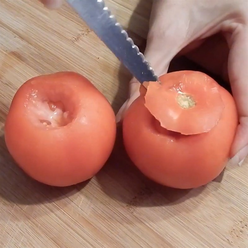 Bước 1 Sơ chế cà chua Cà chua nướng trứng