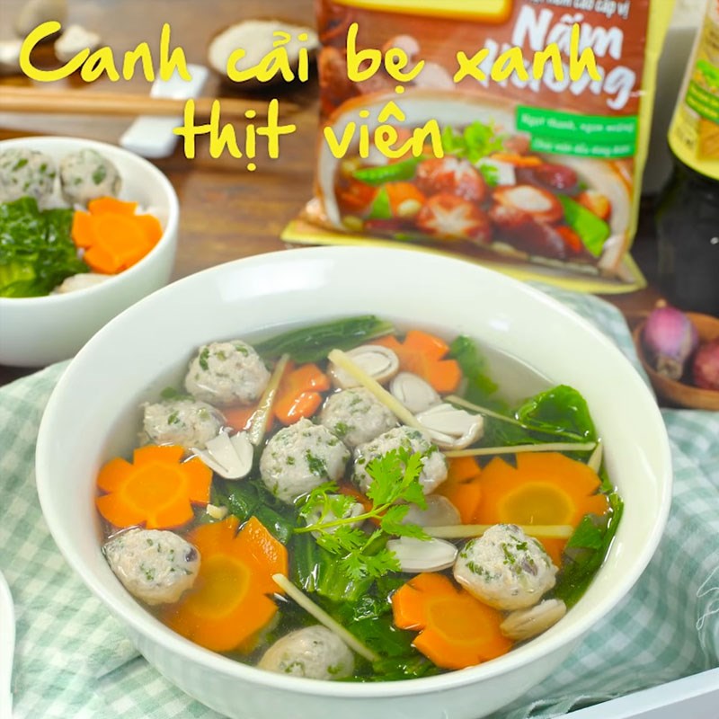 Bước 5 Thành phẩm Canh cải bẹ xanh thịt viên