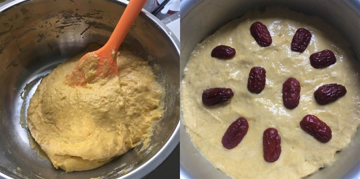 Bước 2 Trộn bột Bánh bông lan bí đỏ không cần lò nướng