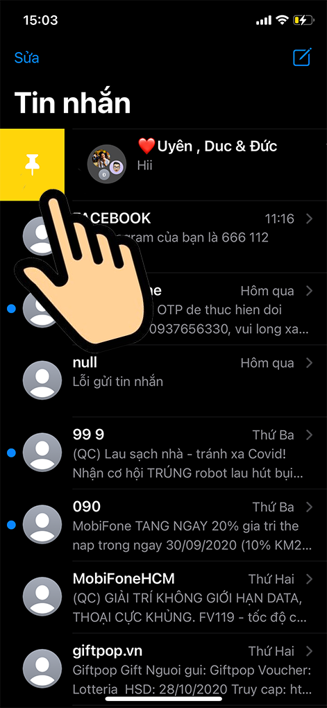 Hướng dẫn ghim đoạn chat bất kỳ lên đầu trang
