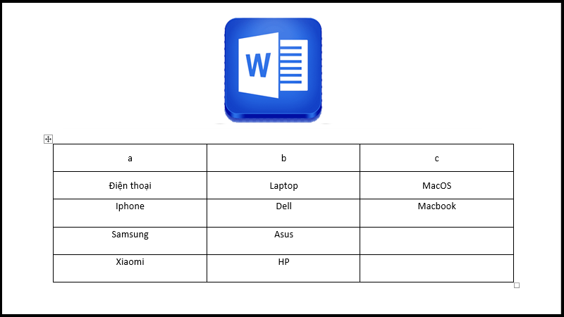 tạo bảng word