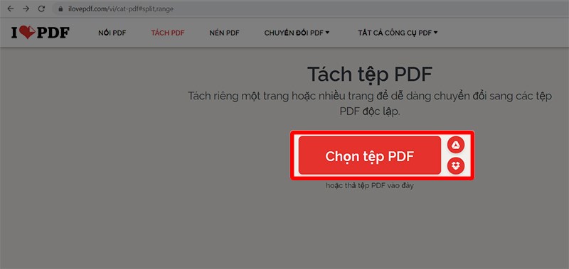 Chọn vào Chọn tệp PDF.