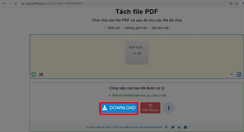 Nhấn DownLoad để tải file về máy và hoàn tất quy trình.