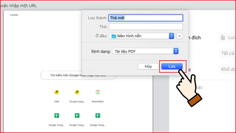 Chọn thư mục muốn lưu > Chọn lưu để ho&agrave;n tất. Mở thư mục tr&ecirc;n m&aacute;y t&iacute;nh bạn sẽ thấy kết quả trang web được lưu định dạng PDF.