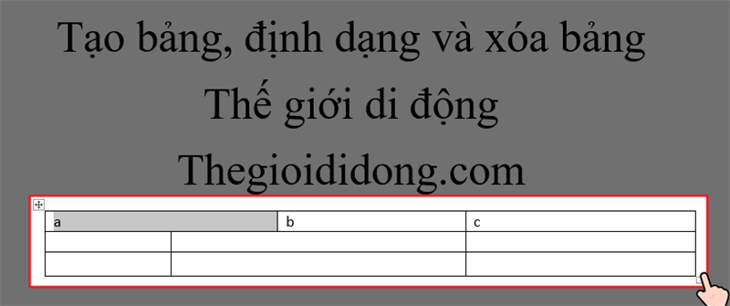 Thay đổi kích thước bảng