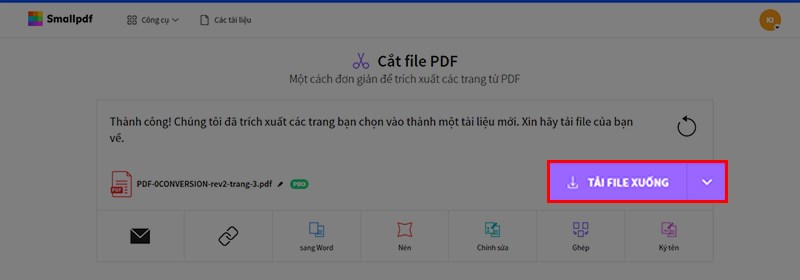 Nhấn Tải file xuống là kết thúc quy trình