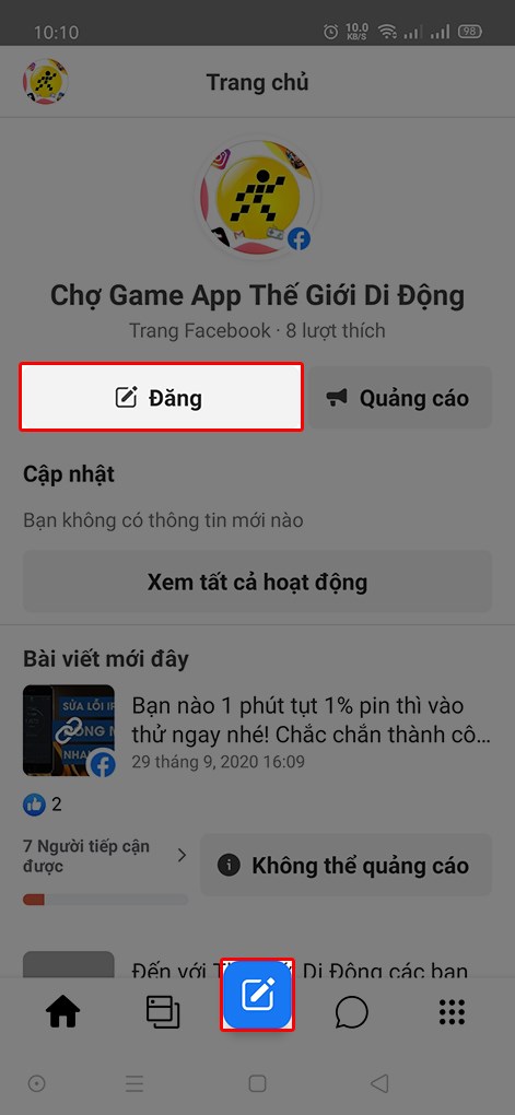 Chọn đăng để đăng bài