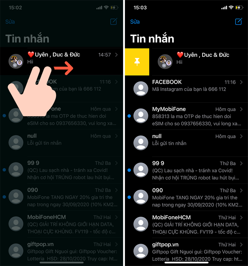 Hướng dẫn ghim đoạn chat bất kỳ lên đầu trang