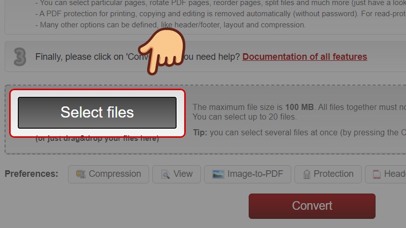 Vào trang web mở khóa PDF Remove PDF, nhấn vào Select Files.