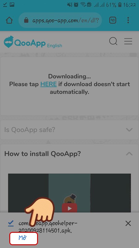 Chọn mở file vừa tải về.