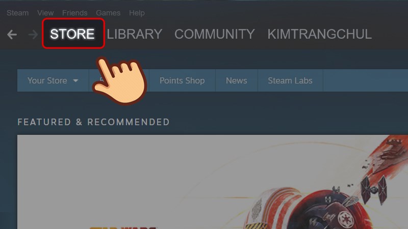 Vào giao diện Steam, chọn Store.