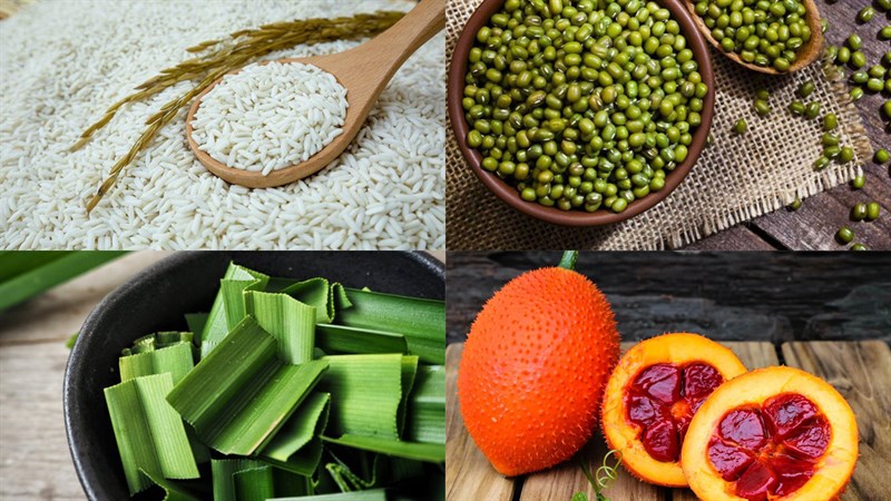 Nguyên liệu món ăn xôi cuộn 3 màu