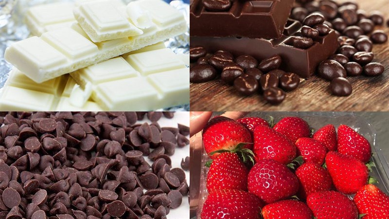 Nguyên liệu món ăn táo độc bọc đường và dâu tây bóng ma bọc socola