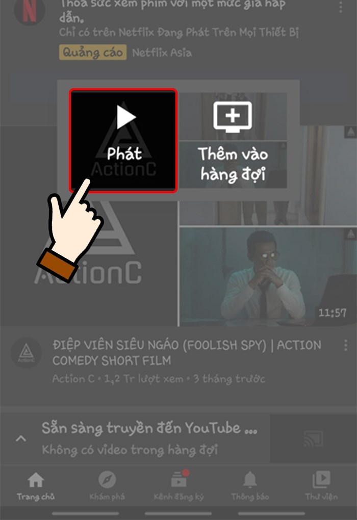 Nhấn chọn Phát để xem được video trên tivi