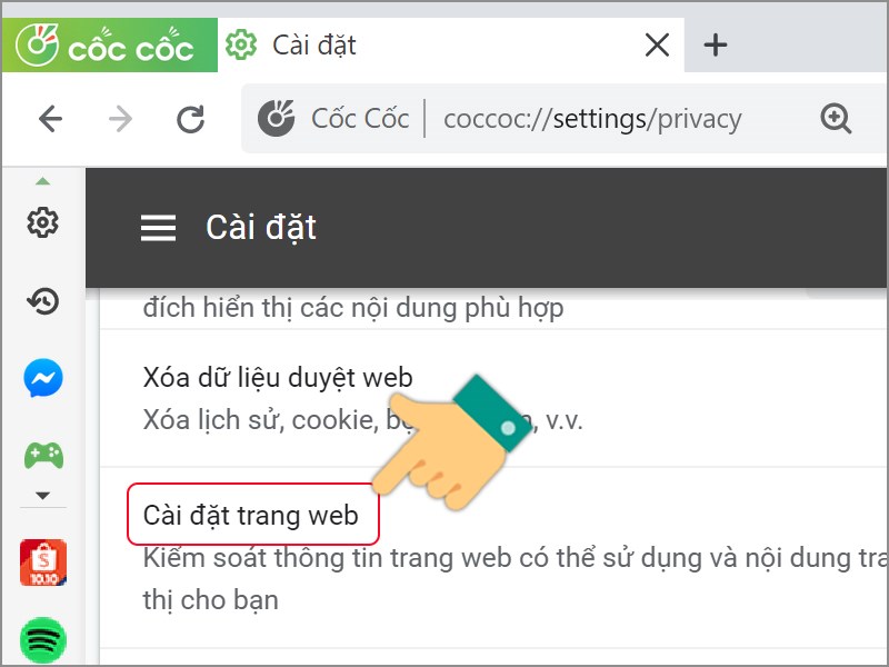 Cài đặt trang web