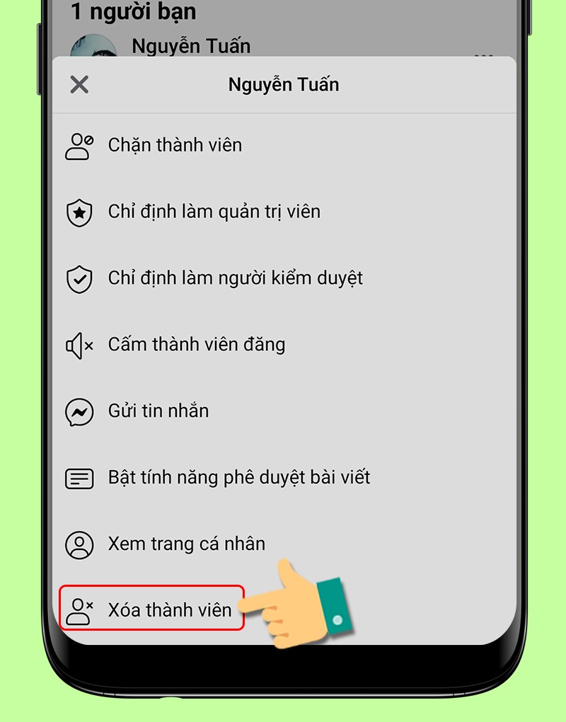 Nhấn Xóa thành viên