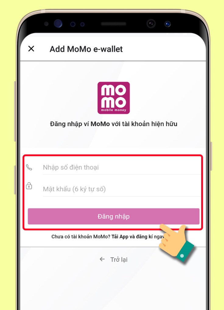 Đăng nhập vào MoMo E-Wallet