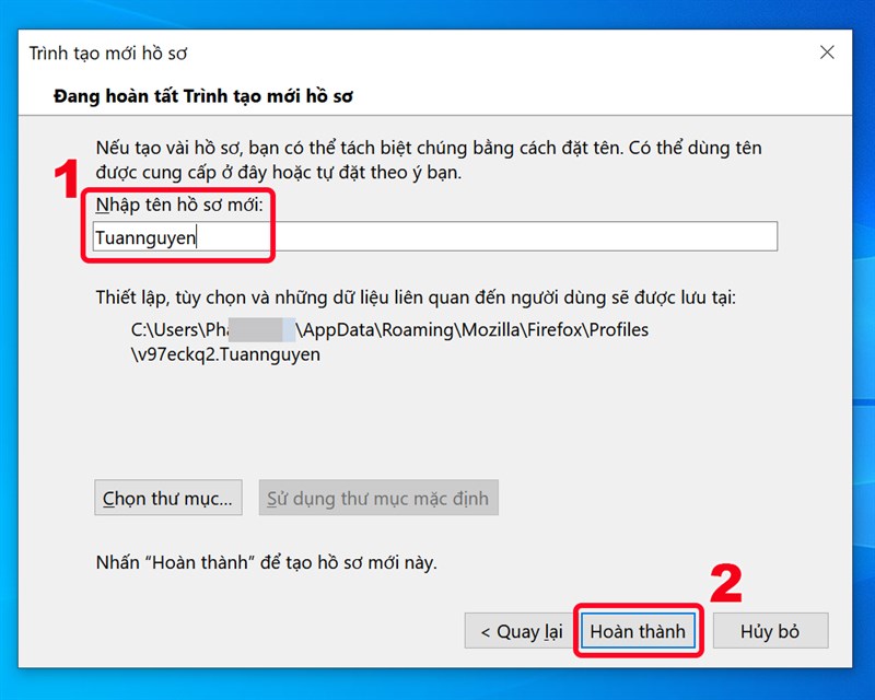 Tạo hồ sơ mới