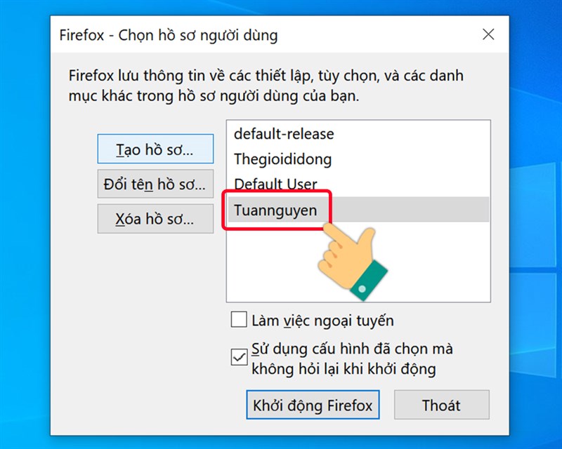 Tạo hồ sơ mới th&agrave;nh c&ocirc;ng