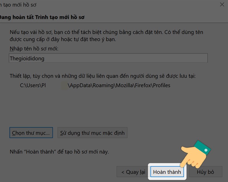 Nhấn Ho&agrave;n th&agrave;nh