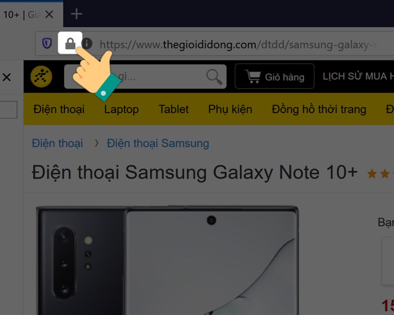 Nhấn vào biểu tượng ổ khóa