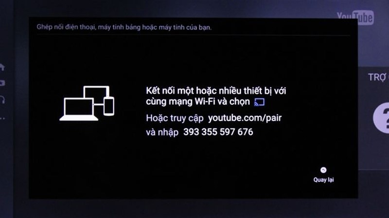 Lúc này, bạn sẽ thấy mã TV màu xanh dương xuất hiện trên màn hình