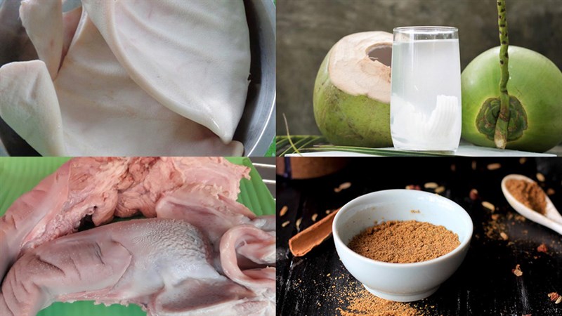 Nguyên liệu món ăn phá lấu tai heo nước dừa