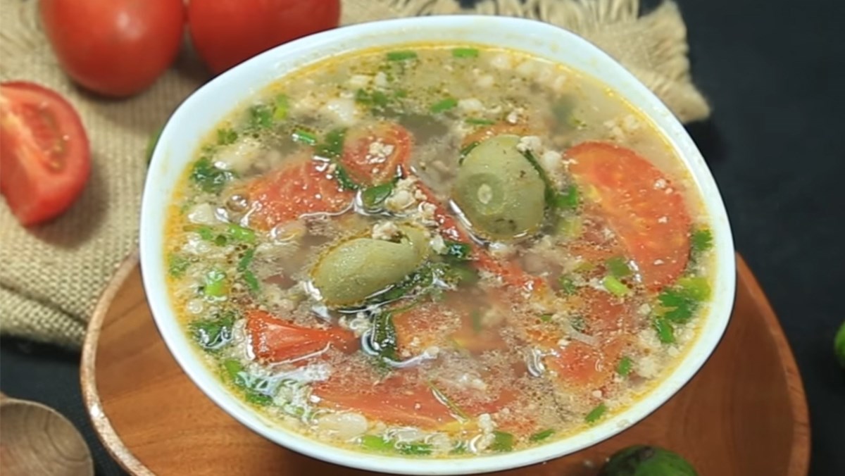 Canh sấu thịt băm