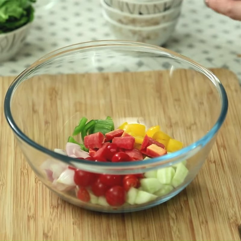Bước 1 Sơ chế các loại rau củ Salad rau bina bắp