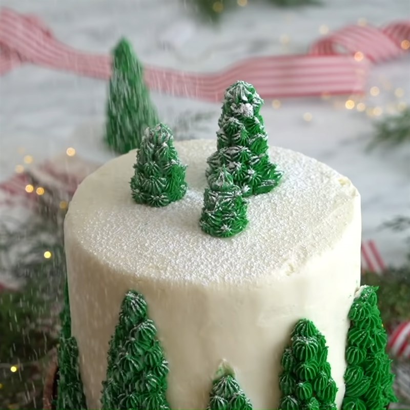 Bước 7 Trang trí bánh Bánh bông lan cây thông noel