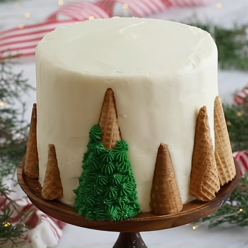 Bước 7 Trang trí bánh Bánh bông lan cây thông noel